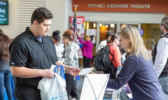 Student at a Transfer Fair event